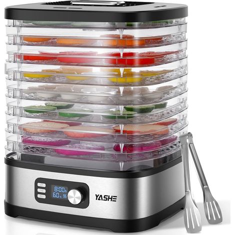 Essiccatore Alimentare a 8 Livelli, Deidratatore per Frutta, Verdura e Carne con Timer 72 Ore e Temperatura Regolabile 35-70°C, Silenzioso, Senza BPA, Include Pinze in Acciaio Inox
