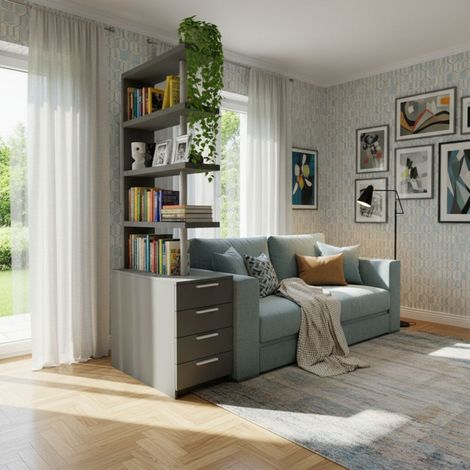 Comodino libreria salvaspazio con design moderno - Narciso - Basalto (1/5)