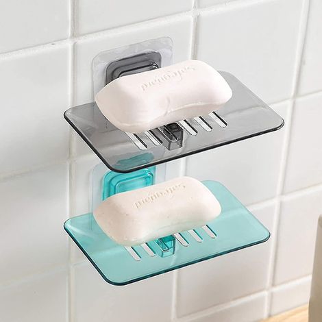 Set mit 2 Seifenschalen mit Saugnapf aus Kunststoff, 13,4 x 8,7 cm (1/3)