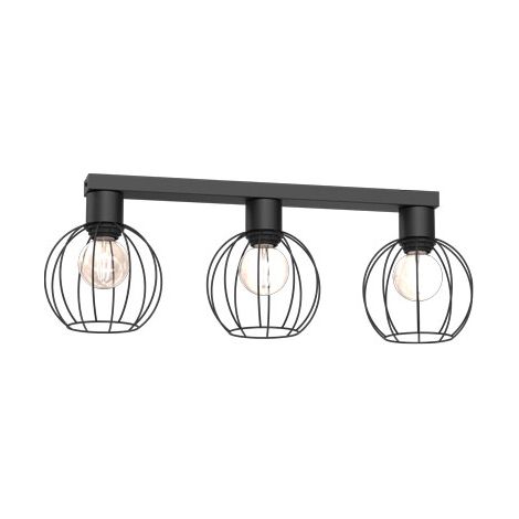 Plafonnier industriel Laps 3 boules E27 noir mat Luminex
