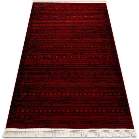 ORIENT 5820 carpet burgundy / black Oriental, stripes with fringes red 300x400 cm