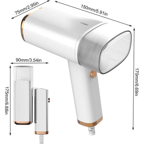 Vaporizador de ropa, mini plancha plegable de 1000 W, vaporizador portátil de viaje con depósito de agua de 100 ml y salida de vapor continua. (1/2)