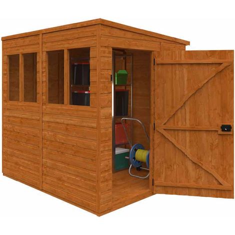 8x6 Flex Pent Summerhouse Garden Sunroom 12mm Flex - L238.8 x W175 x H203 cm - Solid Wood/Softwood/Pine - Burnt Orange