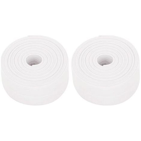 Lot de 2 rouleaux de plinthes souples autocollantes en PVC - 38 mm x 3,2 m - Pour cuisine et salle de bain - Blanc (1/4)