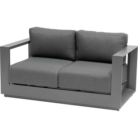Hesperide – Canapé de jardin en aluminium – Structure résistante aux UV – Coussins déhoussables et déperlants – Dimensions 154x80x65 cm