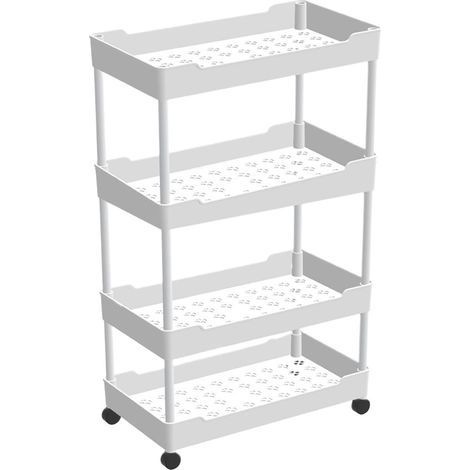 Chaiot de angement 4 Niveaux, Étagèe Mobile en Plastique, Oganisateu Fin, Gain de Place, pou Petits Espaces, Cuisine, Salle de Bain, Bueau, (1/5)