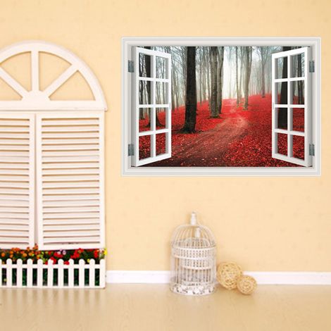 3D-Stereo-Fensterform-Wandaufkleber, modische Wanddekoration für das Schlafzimmer (C) (1/5)