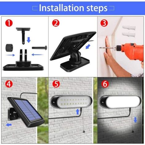 Éclairage solaire 20 LED avec détecteur de mouvement, étanche, séparable, 5m de ligne, pour extérieur/intérieur, jardin, maison (1/4)