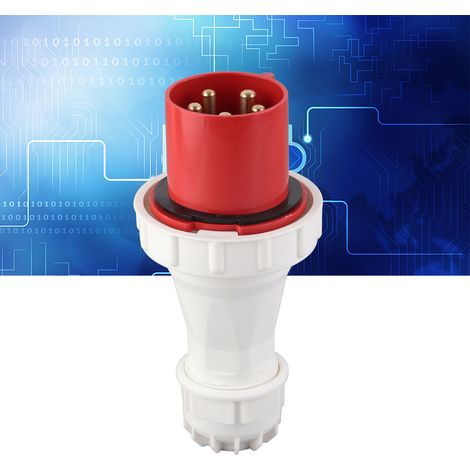 Connecteur Aviation CEE IP67 Étanche 5 Broches 63A Rouge pour Extérieur 220‑415V