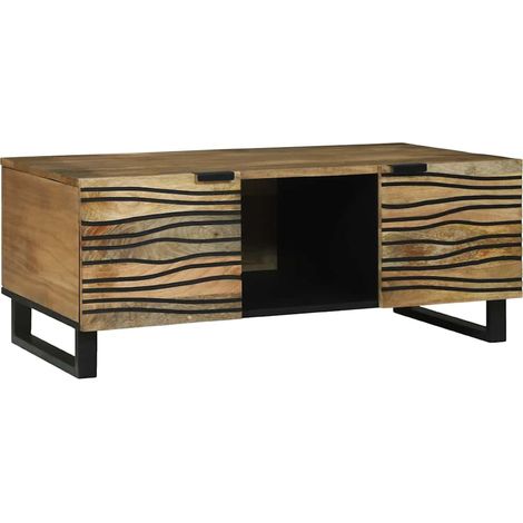 Couchtisch Braun und Schwarz 100 x 54 x 40 cm Massivholz Akazie