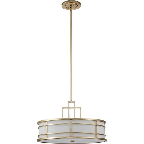Deckenleuchte Vintage Design höhenverstellbar 3x E27 rund Ø 53 cm in Creme Messing Deckenlampe