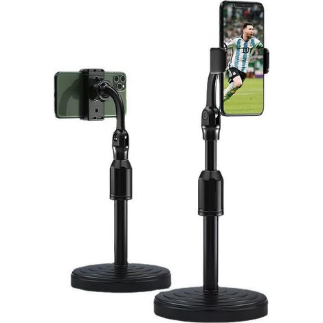 Support de téléphone réglable en hauteur – Support multi-angle pour bureau, visioconférence, vidéos et lecture – Pliable – Noir (1/5)
