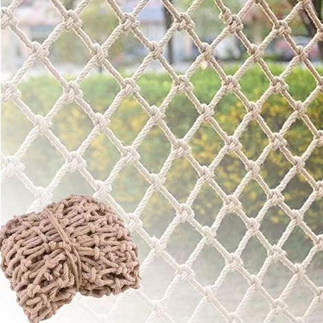 Kindersicherheitsnetz, Geländernetz, Absturzsicherungsnetz, 12 m Länge, 8 mm dickes Seil, 10 cm Maschenweite, für Balkonsicherung, Fotowanddekoration, Gartenzäune (1/5)