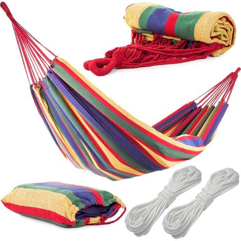 Hamac de jardin deux places XXL grand 200 kg 200x150 cm (1/4)
