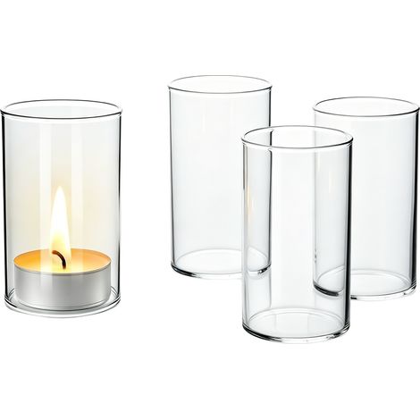 Cilindro De Vidrio Sin Base - Portavelas Para Decoración De Mesa Y Jardín - Diámetro 7 Cm Altura 10 Cm - Transparente - Set De 4 Unidades (1/5)