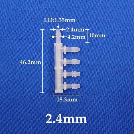 (5 raccords latéraux 2,4 mm, 5 voies - 5 pièces) 5 raccords répartiteurs en polypropylène de qualité alimentaire pour tuyau d'eau et d'air d'aquarium (1/5)