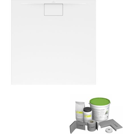 Pack receveur de douche antidérapant 90 x 80 VILLEROY ET BOCH Architectura Metalrim rectangle blanc + Kit d'étanchéité WEDI
