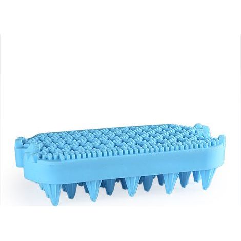 Cepillo de baño para perros y gatos, cepillo de aseo de doble extremo para masajear y acicalar perros y gatos de pelo corto o largo (azul cielo). (1/5)