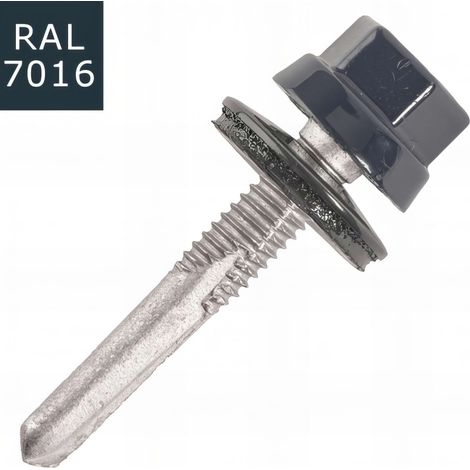 100 Vis pour bacs acier D. 5,5 mm L. 32 mm ZAMATOP-PR TH12 pour l'IPN - RAL 7016 (1/5)