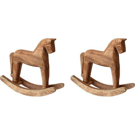 Classic Carved Wooden Rocking Horse Animals Decorated with (1/5)