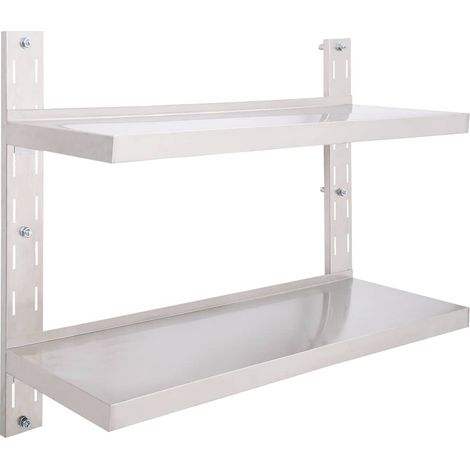 Maison Exclusive - Wandregal mit 2 Ablagen Edelstahl 100x30 cm