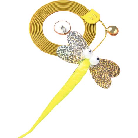 Jouets Teaser pour chat, amusant et interactif, soulage l'ennui, chaton suspendu avec cloche pour l'intérieur de la maison, libellule à grands yeux (1/5)