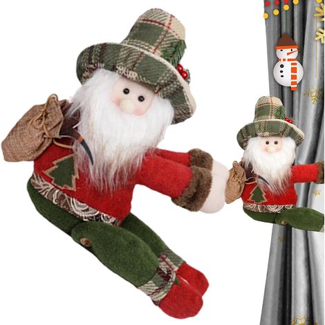 Weihnachtliche Gardinenhalter mit Schnallen  Weihnachtsmann/Schneemann/Elch-Motive  Gardinenhalter mit Cartoon-Motiven für Wohnzimmer, Schlafzimmer und mehr (1/2)