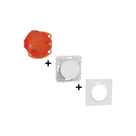 Schneider - Odace 2011 - Poussoir avec symbole carillon + Plaque Blanche + Bou00eete Multimat - Ref. : S520246+S520702+080101 (1/5)