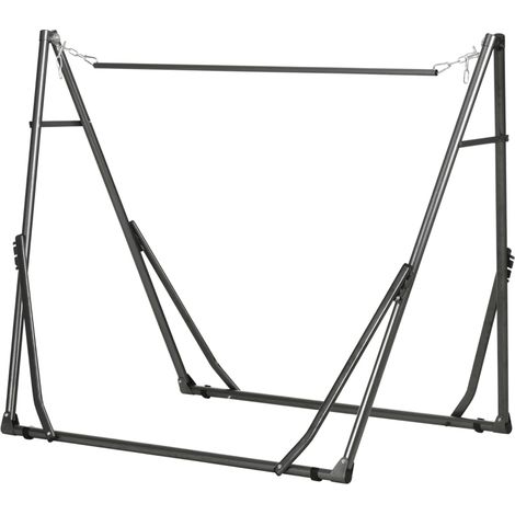 Support de Hamac Pliable, Cadre de Hamac Portable 2-en-1 Réglable avec Sac de Transport et Structure en Acier, Noir - Facile à Transporter, Voyage et Vacances (1/5)