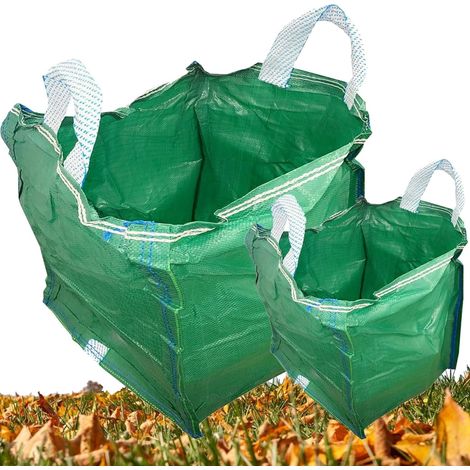 3 x 120L Green Reusable Heavy Duty Garden Waste Sacks With Looped Handles