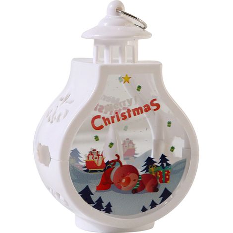 Ortviai Bougeoir décoratif avec veilleuse LED, motif cerf blanc, 7,7 x 5 x 12,6 cm, PP + verre, idéal pour Noël et intérieur