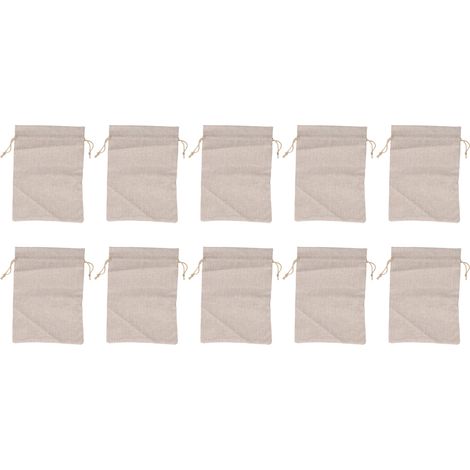 10 Sacs en Coton Lin Réutilisables 9x6,7 Pouces pour Stockage Aliments, Pain ou Fleurs