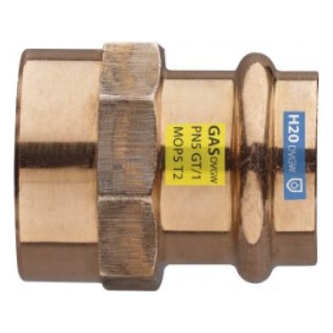 Raccordo dritto/niples femmina 1" ø22 bronzo rame pressfitting certificato acqua e gas