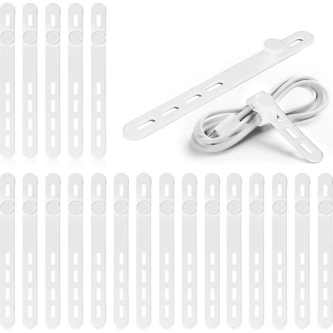 20 Pièces Attaches de Câble en Silicone Réutilisables, Serre-câble Réglable, élastiques Organisateur de Câbles, Rangement pour écouteurs et Câbles de Données (1/5)
