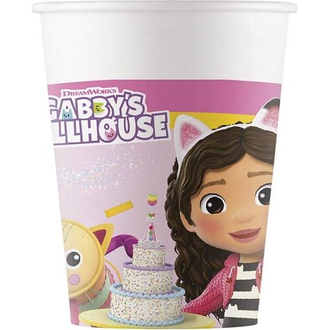 Bicchieri di carta Gabi Cat House, 200 ml, 8 pezzi.