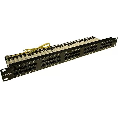 Excel 100-464 50-port RJ45 telephone panel 3 pairs 1U black