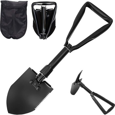 Pelle pliante multifonctionnelle de camping, kit de pelle portable détachable, pelle pour le camping, la plage, la randonnée, les activités de plein air, la pêche, le jardinage, les dépannages automob (1/5)