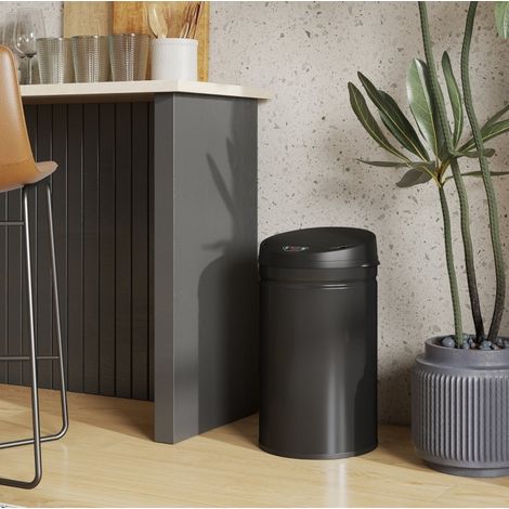 Sensor-Mülleimer 30 L 32 x 30,5 x 51 cm schwarz, berührungslose Öffnung, Edelstahl MEUBLIV (1/5)
