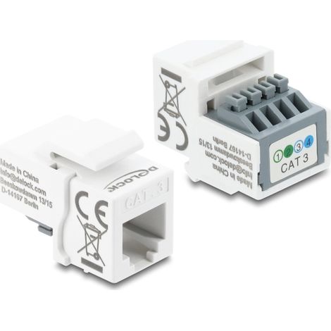 Delock MÃ³dulo Keystone RJ11 hembra a bloque de terminales de 4 pines, blanco