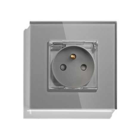 PRISE SIMPLE VERRE 86mm HERMÉTIQUE IP44 - COULEUR GRIS (1/5)