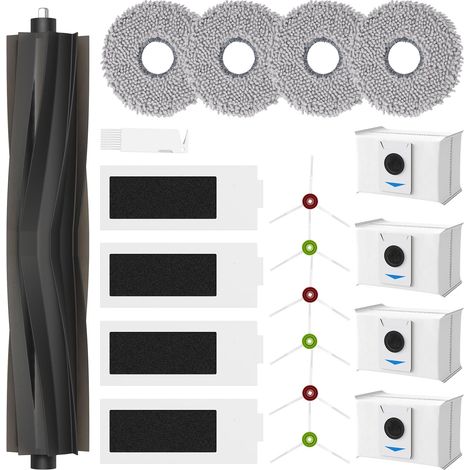 Juego de 20 accesorios para aspiradora robot Ecovacs Deebot T20 Omni / T20e Omni / T20 Max / T20 Pro: 1 cepillo principal, 4 paños de limpieza, 4 filtros HEPA, 4 bolsas para polvo y 6 cepillos. (1/5)