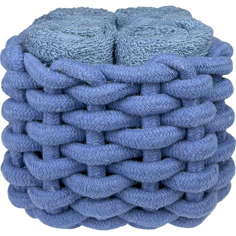 Cestino Con Lavette Ospiti in Cotone 30 x 30 Cm Asciugamani Spugna Bagno Salvietta Ospite  TallinBlu