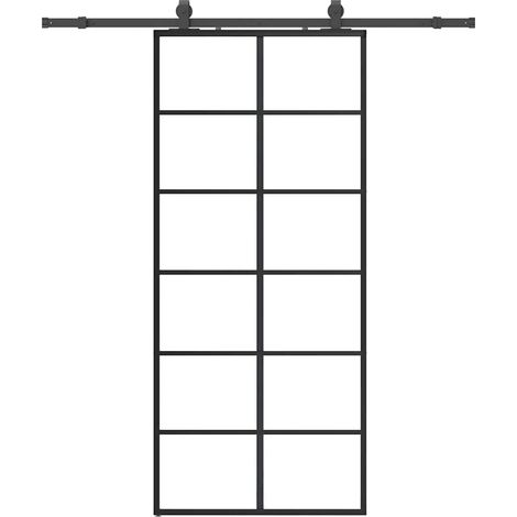 Maison Exclusive - Schiebetür mit Beschlag Schwarz 90x205 cm ESG-