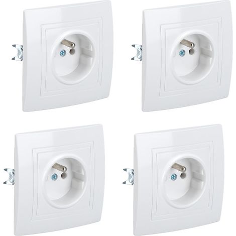 16A 220V Prise Electrique Murale Complète - Prise Murale Idéale Rénovation - - Blanche - 82 x 82 mm- 8pcs (1/4)