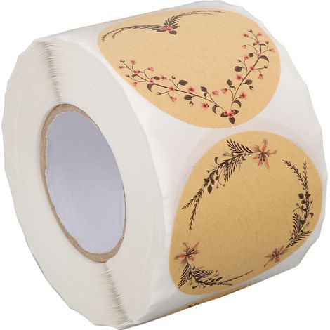 Étiquettes rondes kraft adhésives 500 pièces autocollants papier artisanal pour étiquetage parfum boîte cadeau rangement flacon DIY (1/5)