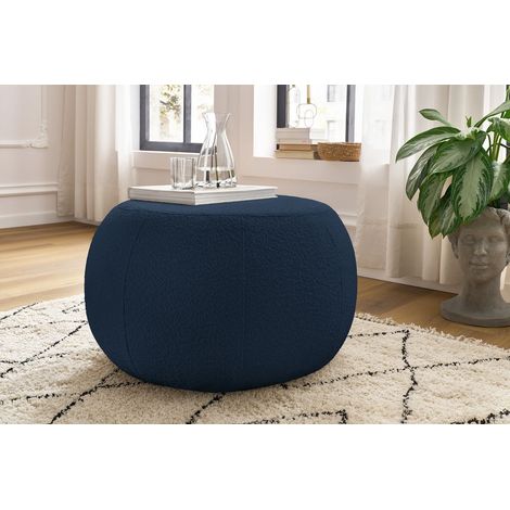 BOBOCHIC - Pouf ALESIA tissu bouclette Bleu foncé (1/5)