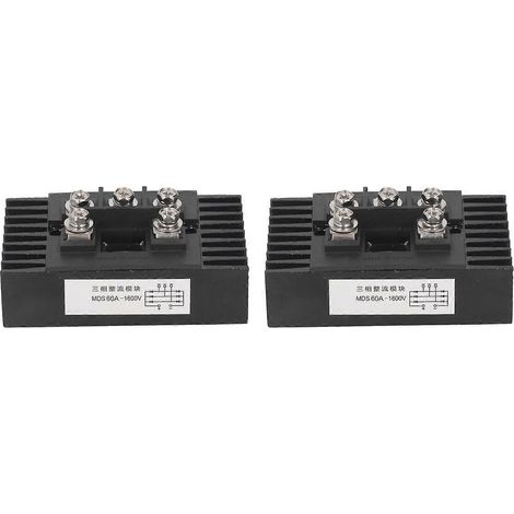 Module redresseur triphasé avec dissipateur thermique, 1600 V, 60 A, noir, dissipateur thermique étanche (1/4)