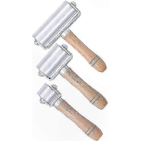 Rouleau à presser en bois avec bord métallique - outil de 26mm pour colle et travail du cuir (1/5)