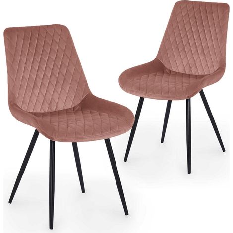 Lot de 2 chaises design en velours rose YOLA (1/5)