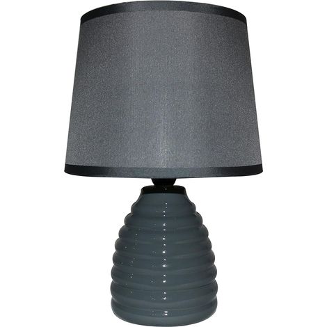 King Home DARK GREY TISCHLAMPE Keramik runder Sockel 15x26,5h cm (1/3)